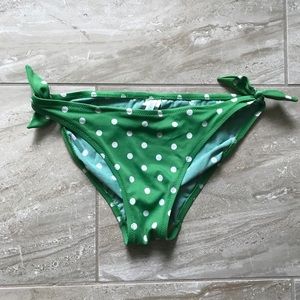 JCrew Green and White Polka Dot Bikini Bottom